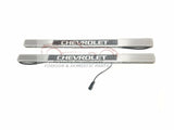Chevrolet Illuminated Door Sill Plates Brushed Stainless Steel Front Set New OEM