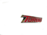 Turbo Emblem Badge Chrome w/ Red Lettering Adhesive New OEM