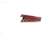 Turbo Emblem Badge Chrome w/ Red Lettering Adhesive New OEM