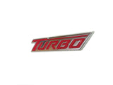 Turbo Emblem Badge Chrome w/ Red Lettering Adhesive New OEM